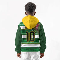 Custom South Africa Football Kid Hoodie King Protea with African Heritage Stripes Style