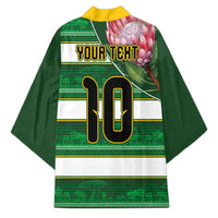 Custom South Africa Football Kimono King Protea with African Heritage Stripes Style