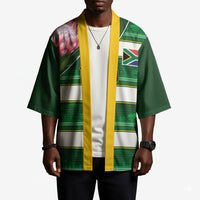 Custom South Africa Football Kimono King Protea with African Heritage Stripes Style