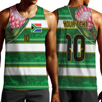 Custom South Africa Football Men Tank Top King Protea with African Heritage Stripes Style