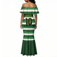 Custom South Africa Football Mermaid Dress King Protea with African Heritage Stripes Style