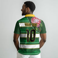 Custom South Africa Football Polo Shirt King Protea with African Heritage Stripes Style LT03