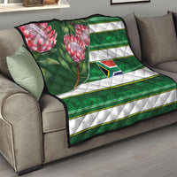 South Africa Football Quilt King Protea with African Heritage Stripes Style