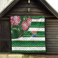 South Africa Football Quilt King Protea with African Heritage Stripes Style