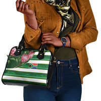 South Africa Football Shoulder Handbag King Protea with African Heritage Stripes Style