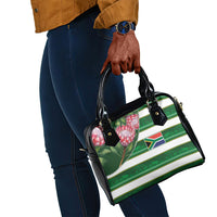 South Africa Football Shoulder Handbag King Protea with African Heritage Stripes Style