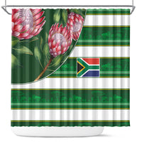 South Africa Football Shower Curtain King Protea with African Heritage Stripes Style