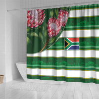 South Africa Football Shower Curtain King Protea with African Heritage Stripes Style