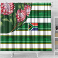 South Africa Football Shower Curtain King Protea with African Heritage Stripes Style