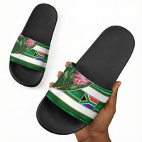 South Africa Football Slide Sandals King Protea with African Heritage Stripes Style