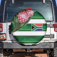 South Africa Football Spare Tire Cover King Protea with African Heritage Stripes Style