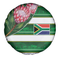 South Africa Football Spare Tire Cover King Protea with African Heritage Stripes Style