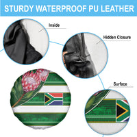 South Africa Football Spare Tire Cover King Protea with African Heritage Stripes Style