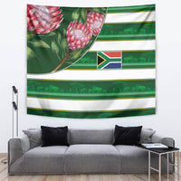 South Africa Football Tapestry King Protea with African Heritage Stripes Style