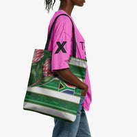 South Africa Football Tote Bag King Protea with African Heritage Stripes Style
