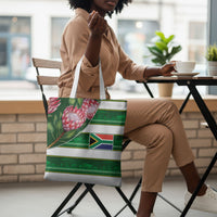 South Africa Football Tote Bag King Protea with African Heritage Stripes Style