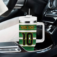 Custom South Africa Football Tumbler With Handle King Protea with African Heritage Stripes Style