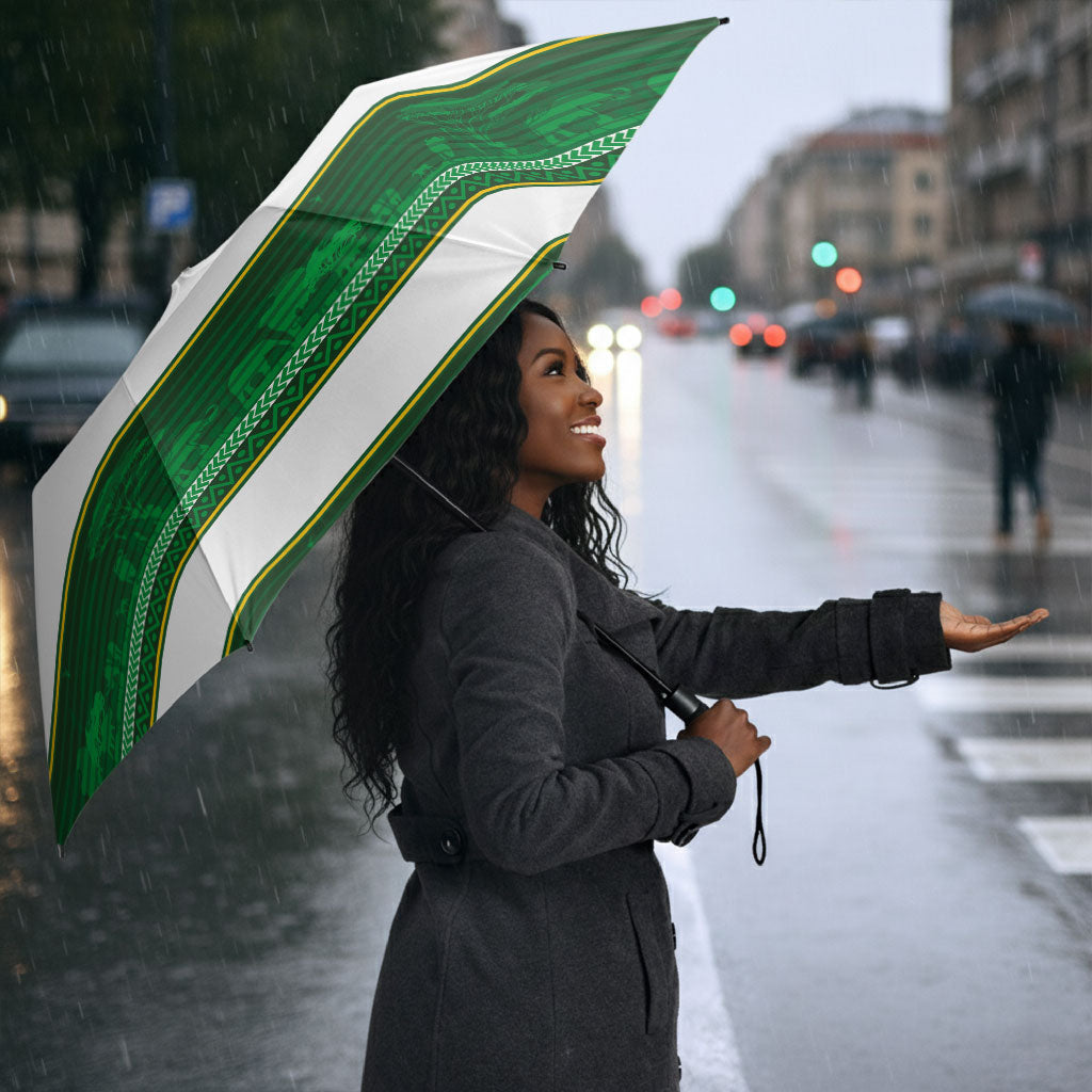 South Africa Football Umbrella King Protea with African Heritage Stripes Style