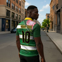 Custom South Africa Football Zipper Polo Shirt King Protea with African Heritage Stripes Style