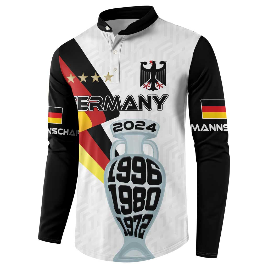 Custom Germany Football Road to the 4th European Championship Button Sweatshirt White Color - Wonder Print Shop