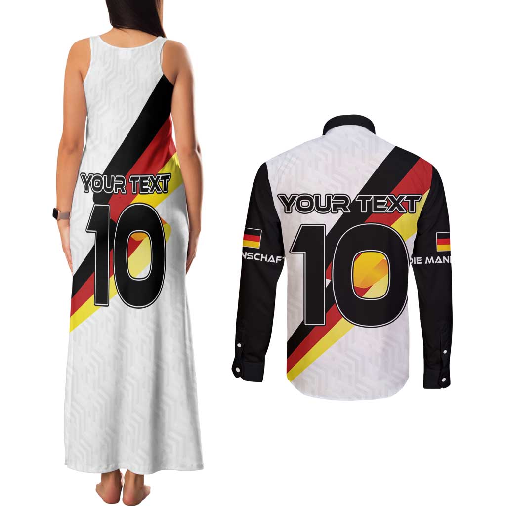 Custom Germany Football Road to the 4th European Championship Couples Matching Tank Maxi Dress and Long Sleeve Button Shirt White Color - Wonder Print Shop