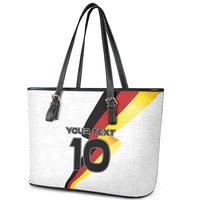 Custom Germany Football Road to the 4th European Championship Leather Tote Bag White Color - Wonder Print Shop