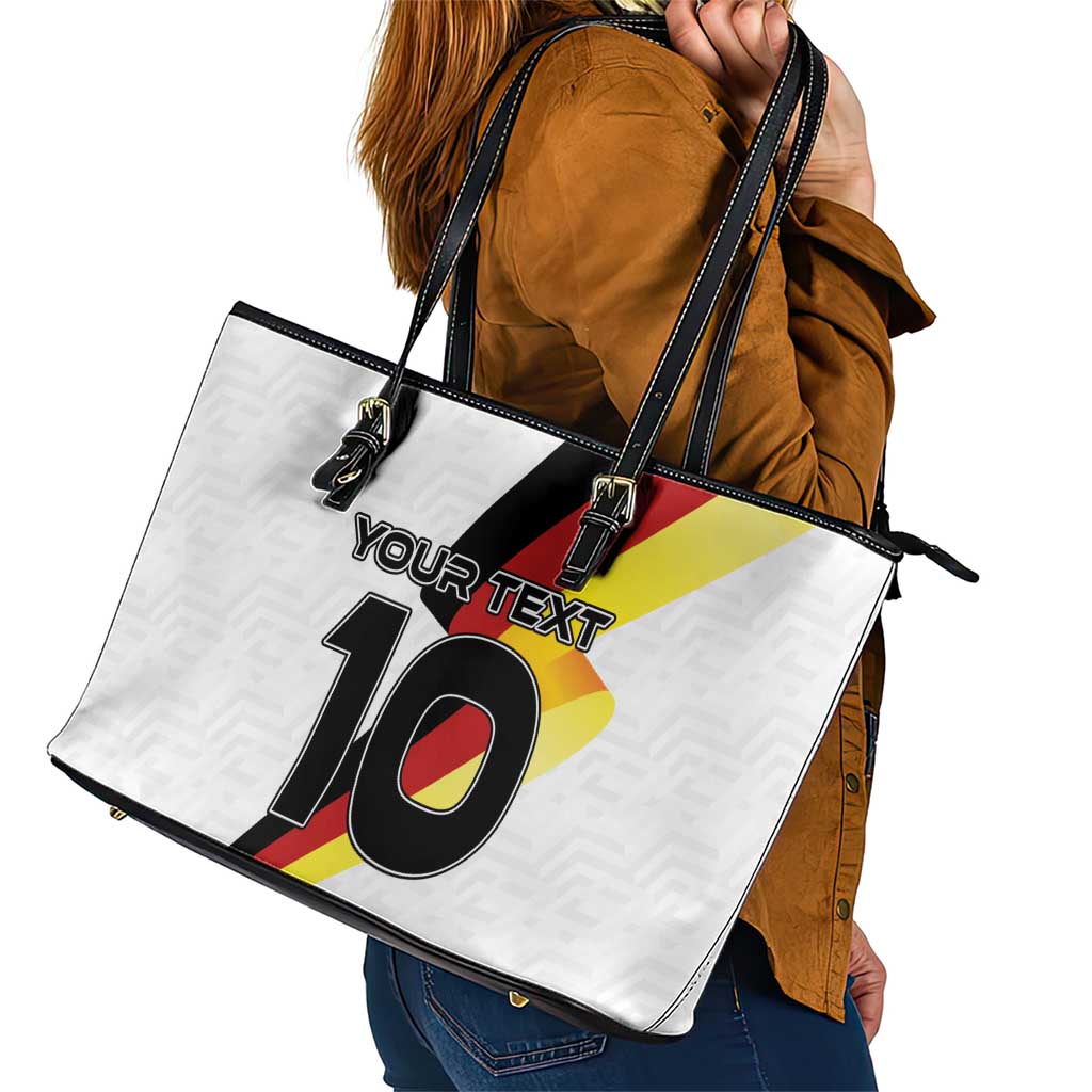 Custom Germany Football Road to the 4th European Championship Leather Tote Bag White Color - Wonder Print Shop