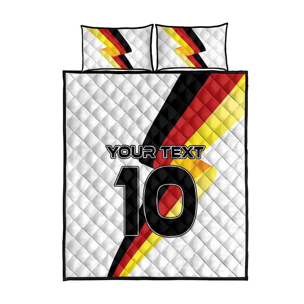Custom Germany Football Road to the 4th European Championship Quilt Bed Set White Color - Wonder Print Shop