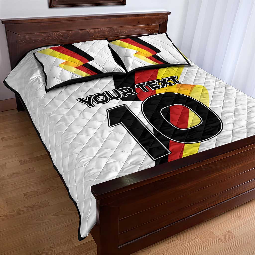 Custom Germany Football Road to the 4th European Championship Quilt Bed Set White Color - Wonder Print Shop