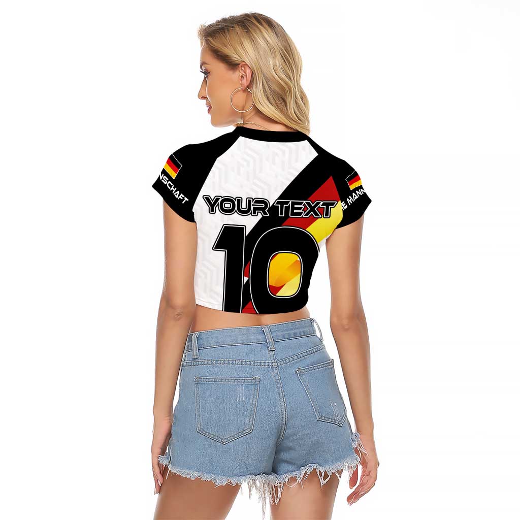Custom Germany Football Road to the 4th European Championship Raglan Cropped T Shirt White Color - Wonder Print Shop