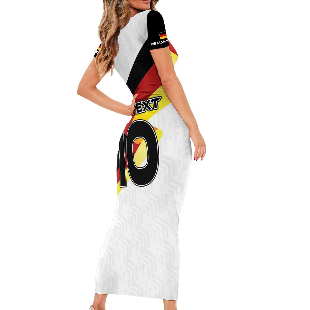 Custom Germany Football Road to the 4th European Championship Short Sleeve Bodycon Dress White Color - Wonder Print Shop