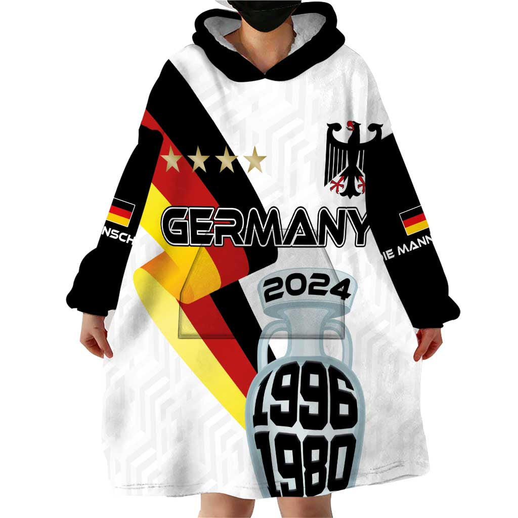 Custom Germany Football Road to the 4th European Championship Wearable Blanket Hoodie White Color - Wonder Print Shop