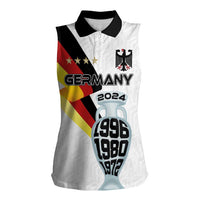 Custom Germany Football Road to the 4th European Championship Women Sleeveless Polo Shirt White Color - Wonder Print Shop