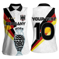 Custom Germany Football Road to the 4th European Championship Women Sleeveless Polo Shirt White Color - Wonder Print Shop
