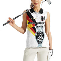 Custom Germany Football Road to the 4th European Championship Women Sleeveless Polo Shirt White Color - Wonder Print Shop