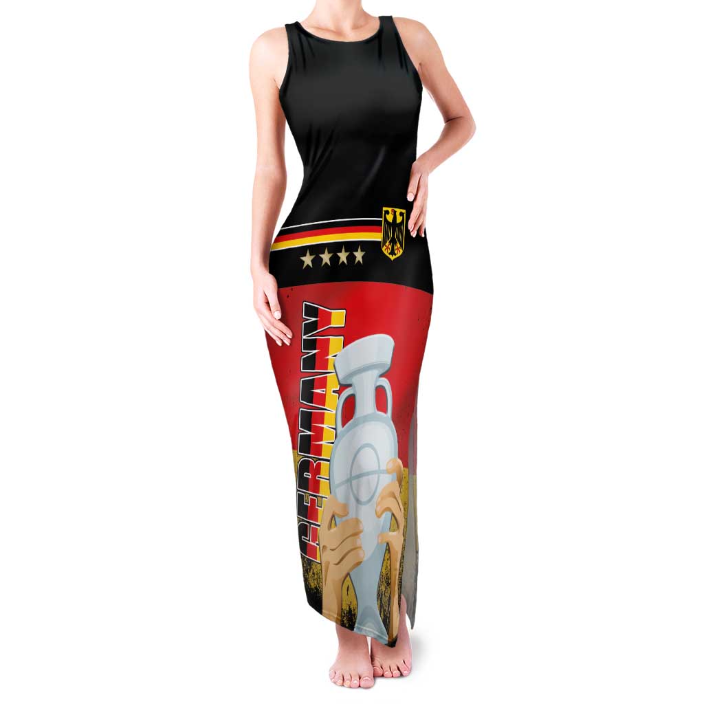 Custom Germany Football Road to the 4th European Championship Family Matching Tank Maxi Dress and Hawaiian Shirt Black Color - Wonder Print Shop