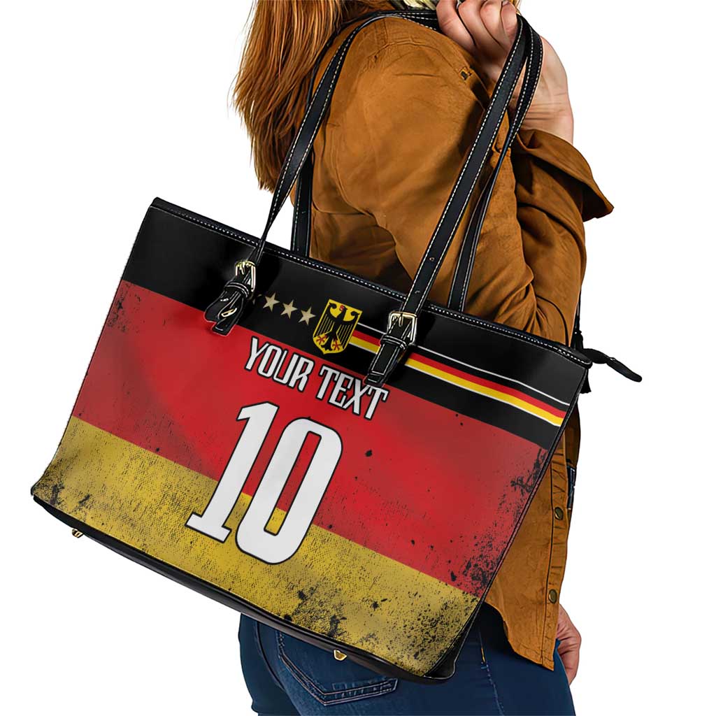 Custom Germany Football Road to the 4th European Championship Leather Tote Bag Black Color - Wonder Print Shop
