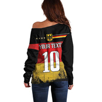 Custom Germany Football Road to the 4th European Championship Off Shoulder Sweater Black Color - Wonder Print Shop