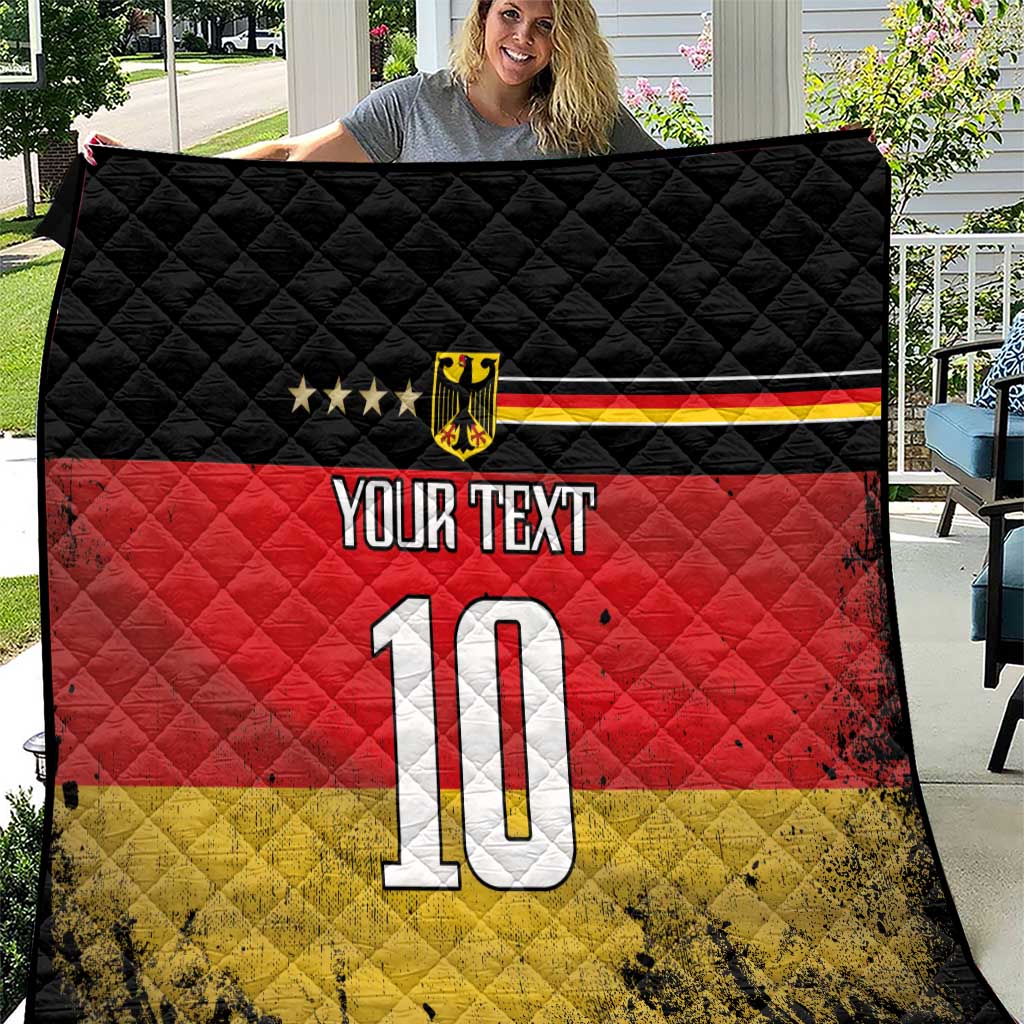 Custom Germany Football Road to the 4th European Championship Quilt Black Color - Wonder Print Shop