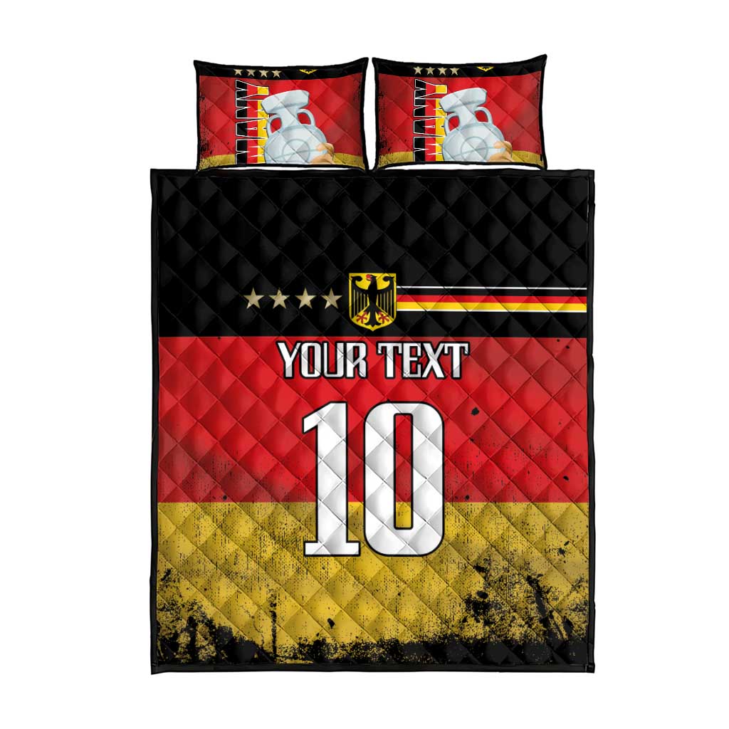 Custom Germany Football Road to the 4th European Championship Quilt Bed Set Black Color - Wonder Print Shop