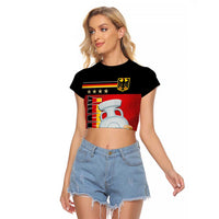 Custom Germany Football Road to the 4th European Championship Raglan Cropped T Shirt Black Color - Wonder Print Shop