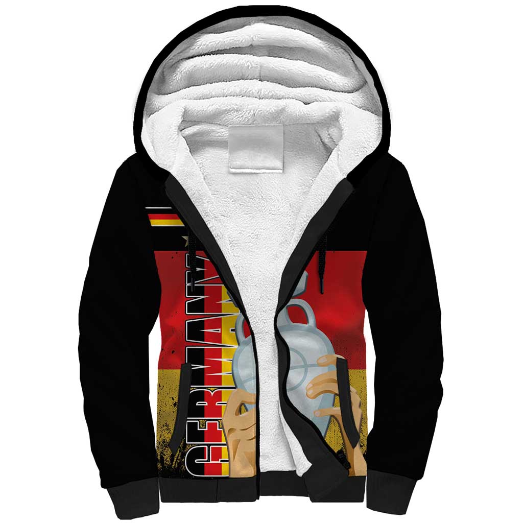 Custom Germany Football Road to the 4th European Championship Sherpa Hoodie Black Color - Wonder Print Shop