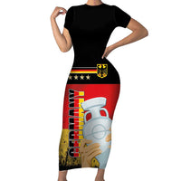 Custom Germany Football Road to the 4th European Championship Short Sleeve Bodycon Dress Black Color - Wonder Print Shop