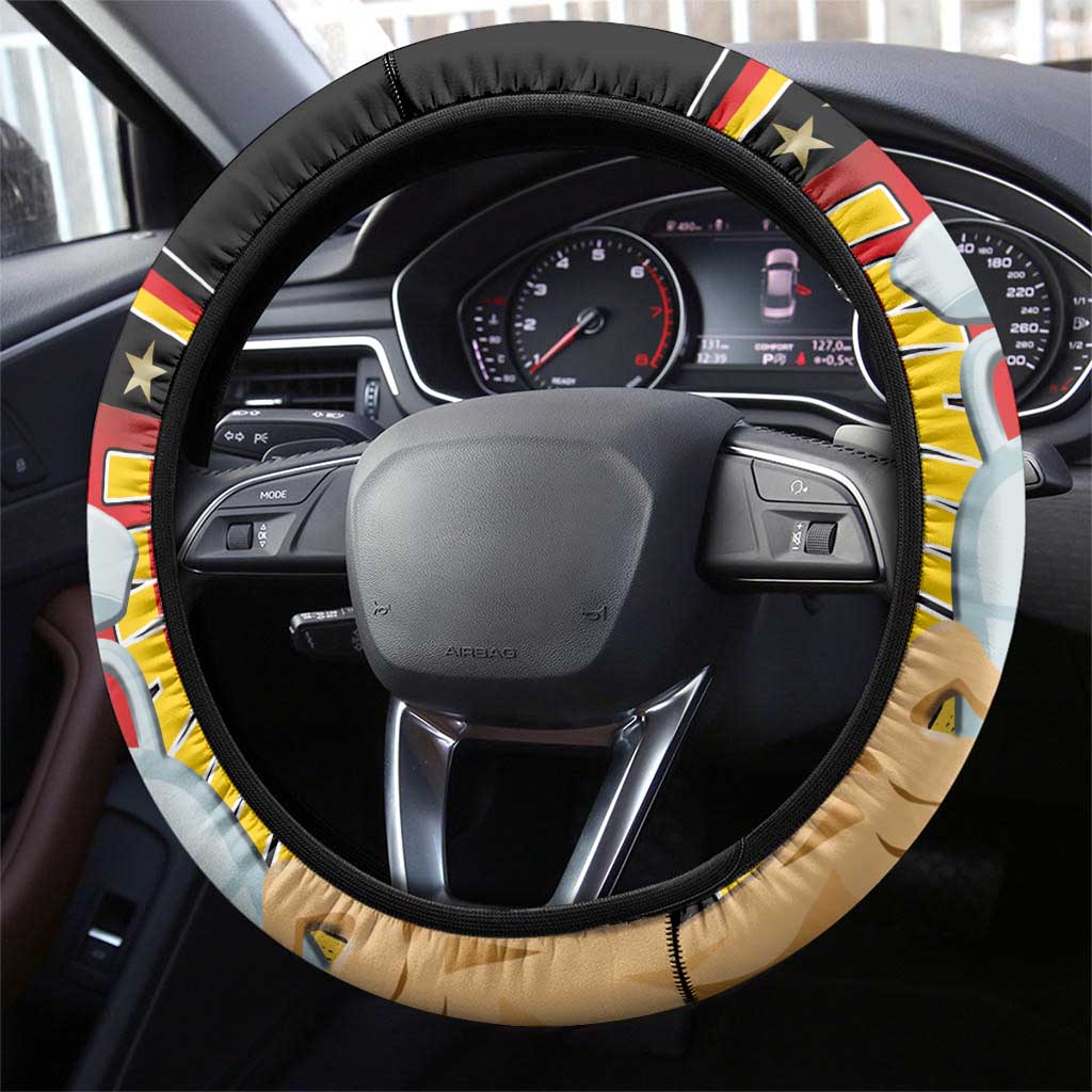 Germany Football Road to the 4th European Championship Steering Wheel Cover Black Color - Wonder Print Shop