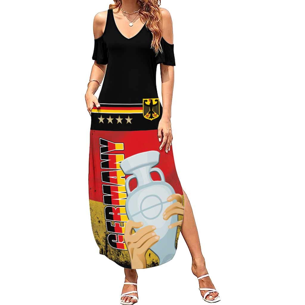 Custom Germany Football Road to the 4th European Championship Summer Maxi Dress Black Color - Wonder Print Shop