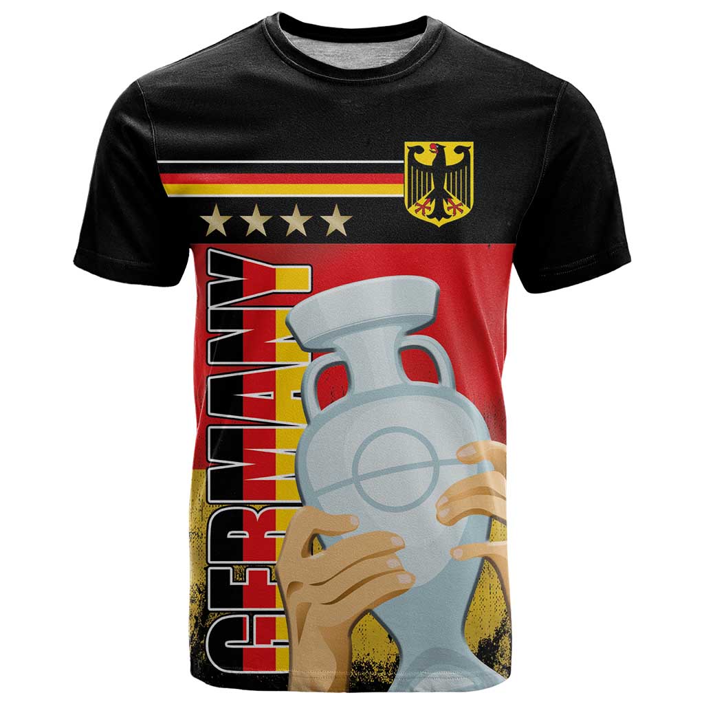 Custom Germany Football Road to the 4th European Championship T Shirt Black Color - Wonder Print Shop