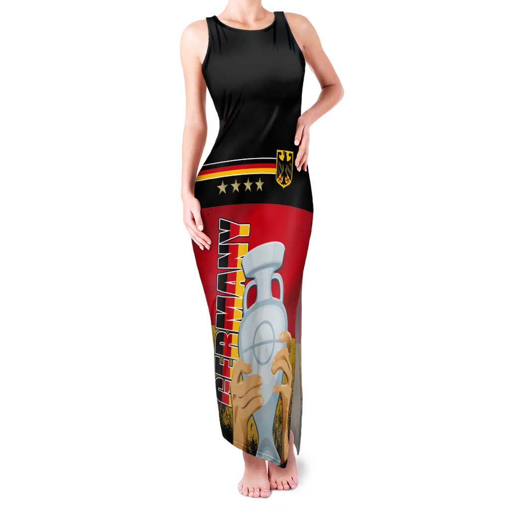 Custom Germany Football Road to the 4th European Championship Tank Maxi Dress Black Color - Wonder Print Shop