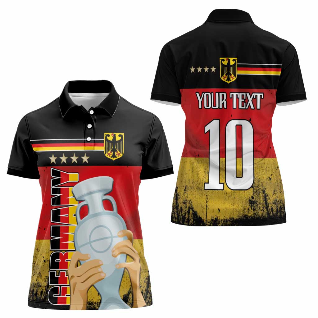Custom Germany Football Road to the 4th European Championship Women Polo Shirt Black Color - Wonder Print Shop