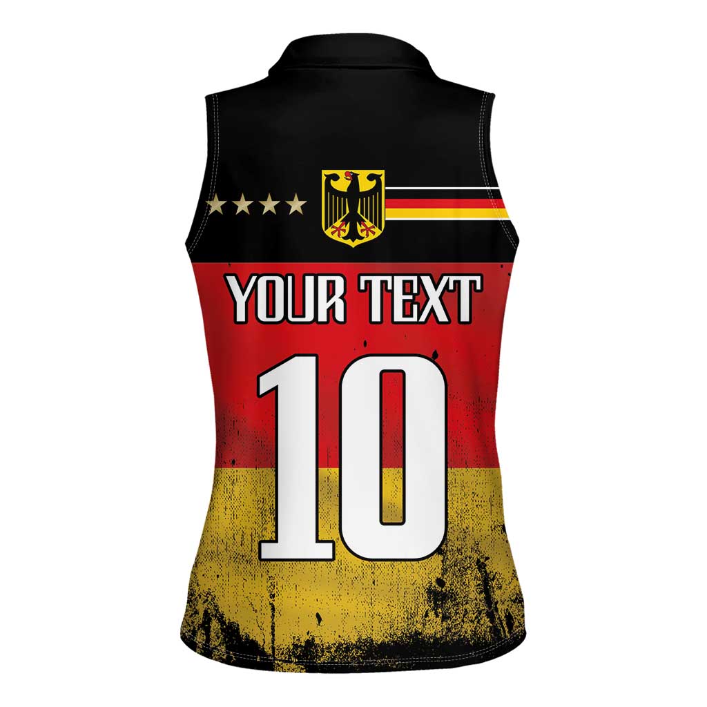 Custom Germany Football Road to the 4th European Championship Women Sleeveless Polo Shirt Black Color - Wonder Print Shop