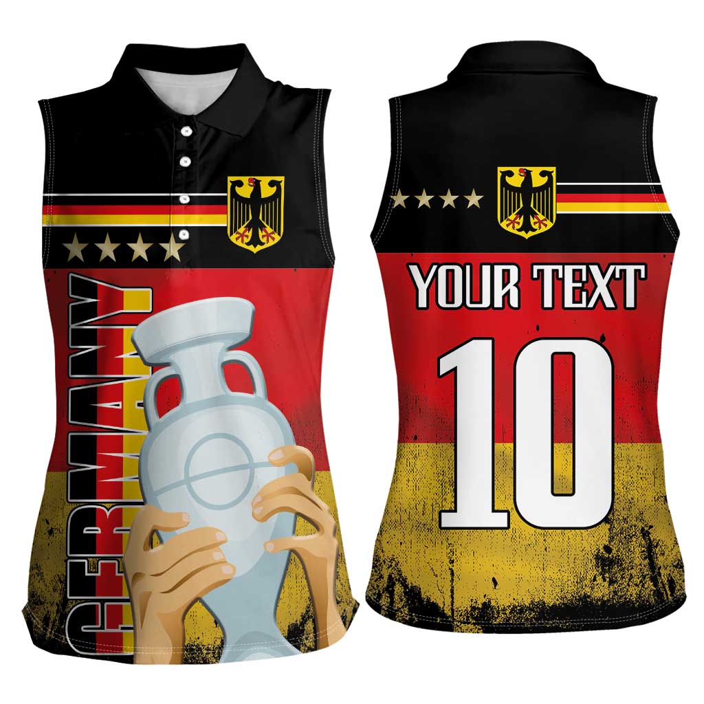 Custom Germany Football Road to the 4th European Championship Women Sleeveless Polo Shirt Black Color - Wonder Print Shop